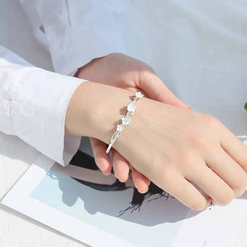 CHINA GOLD S925 Silver Bangles Women's-4