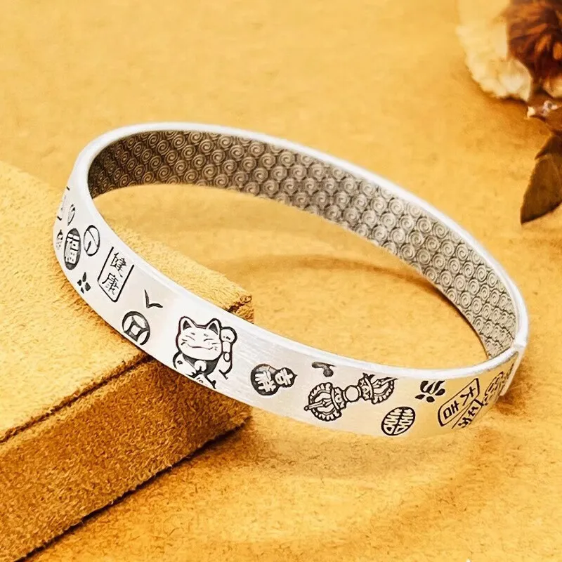 CHINA GOLD 999 Fine Silver Bangles Women's-3
