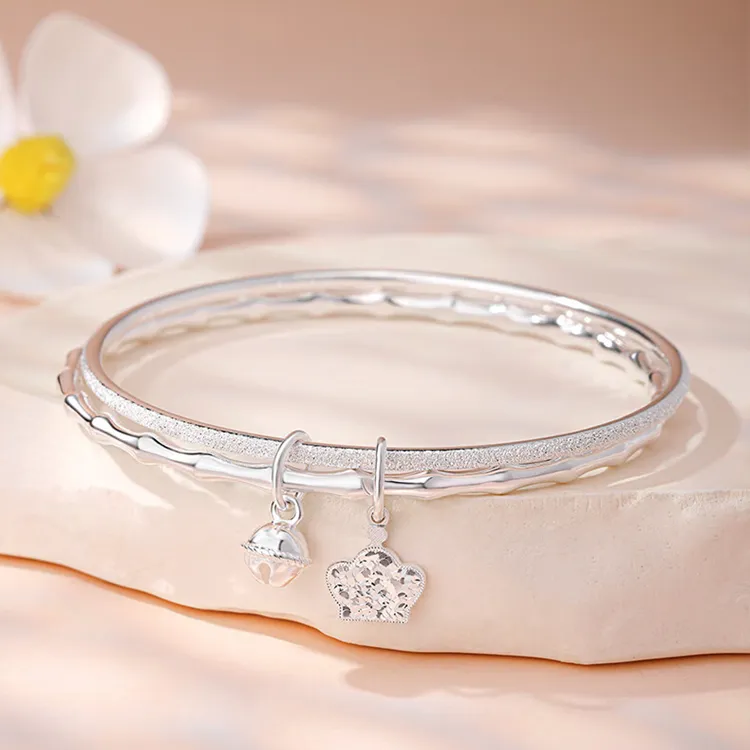 CHINA GOLD S999 Fine Silver Bangles Women's-3