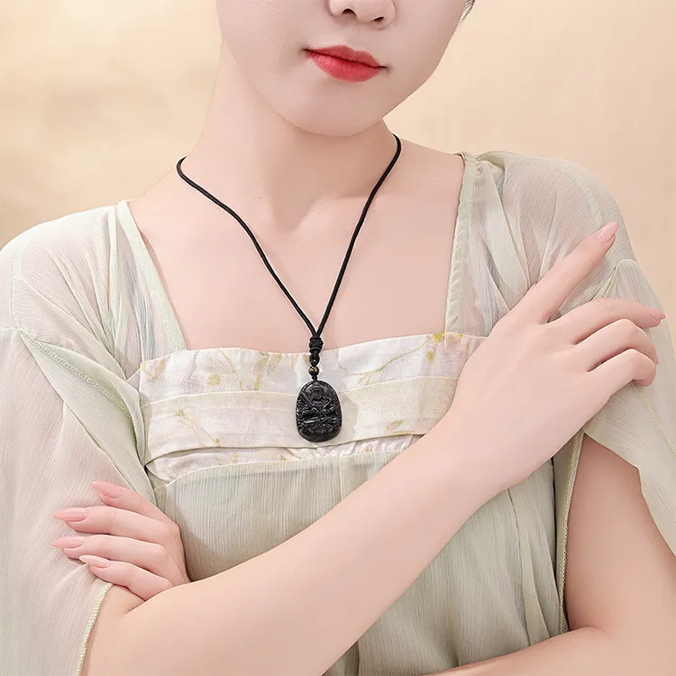 CHINA GOLD Obsidian Necklaces Unisex-3