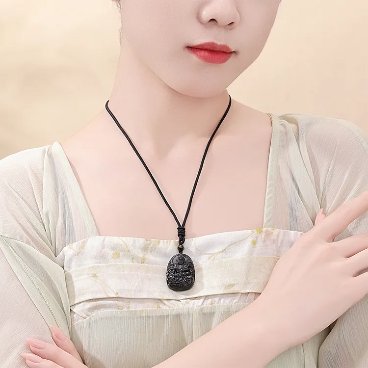 CHINA GOLD Obsidian Necklaces Unisex-8