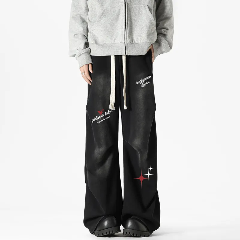 Kung Fu Panda Knitted Sports Pants Unisex Washed Black-2