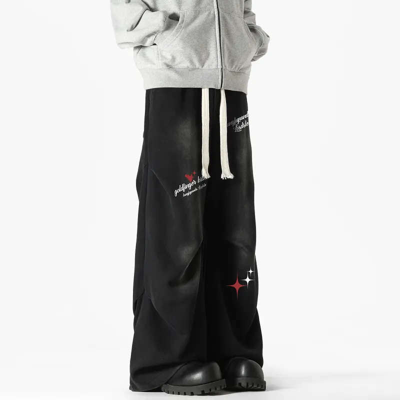 Kung Fu Panda Knitted Sports Pants Unisex Washed Black-4