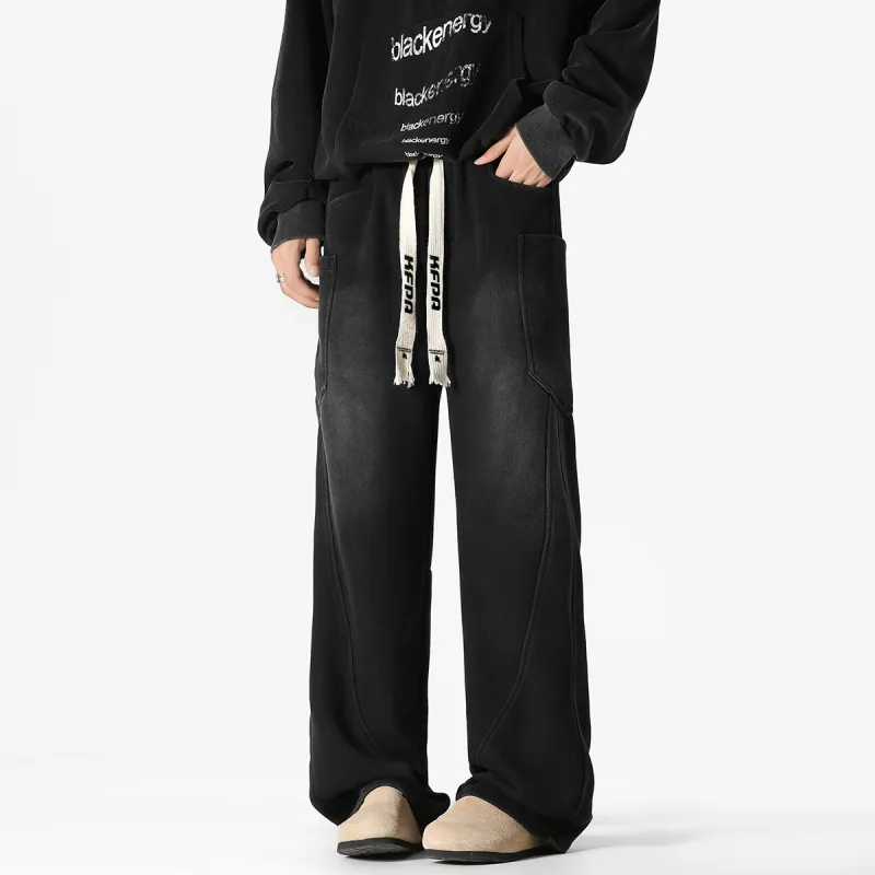 Kung Fu Panda Knitted Sports Pants Unisex Washed Black-3