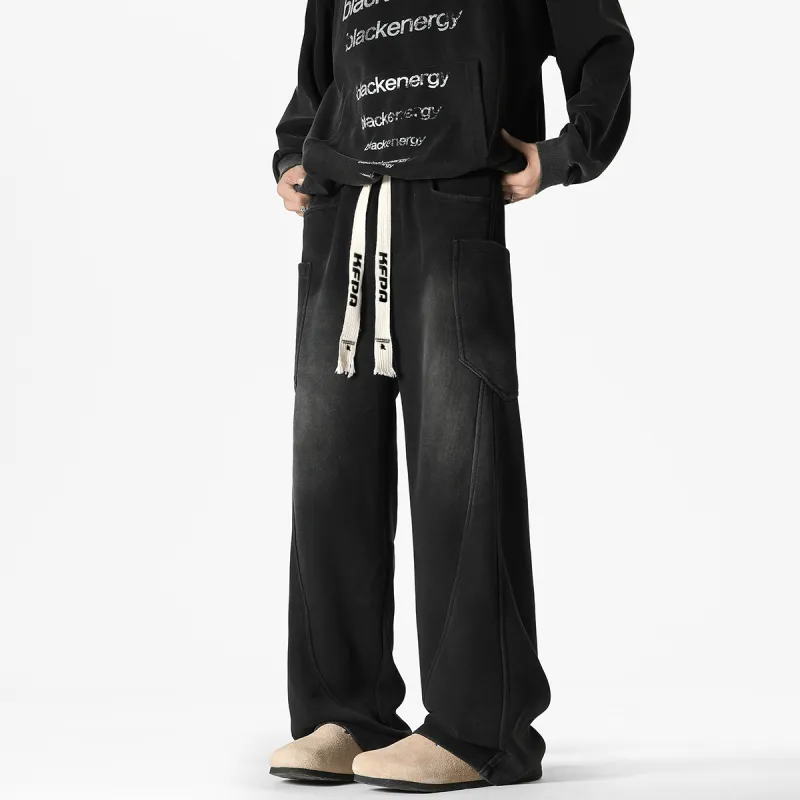 Kung Fu Panda Knitted Sports Pants Unisex Washed Black-4