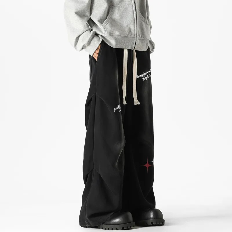 Kung Fu Panda Knitted Sports Pants Unisex Washed Black-5