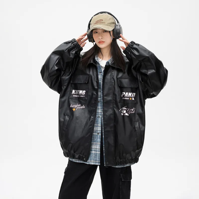 Kung Fu Panda Leather Jacket Unisex-4