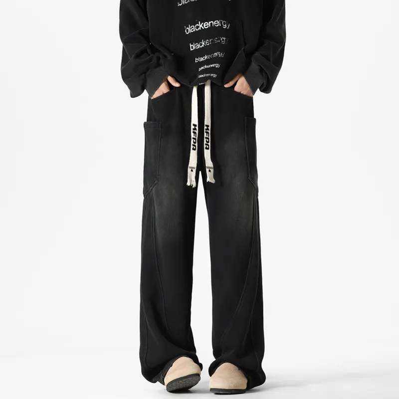 Kung Fu Panda Knitted Sports Pants Unisex Washed Black-2