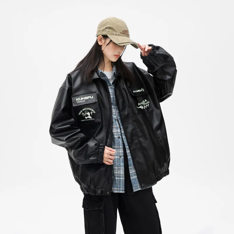 Kung Fu Panda Leather Jacket Unisex-3