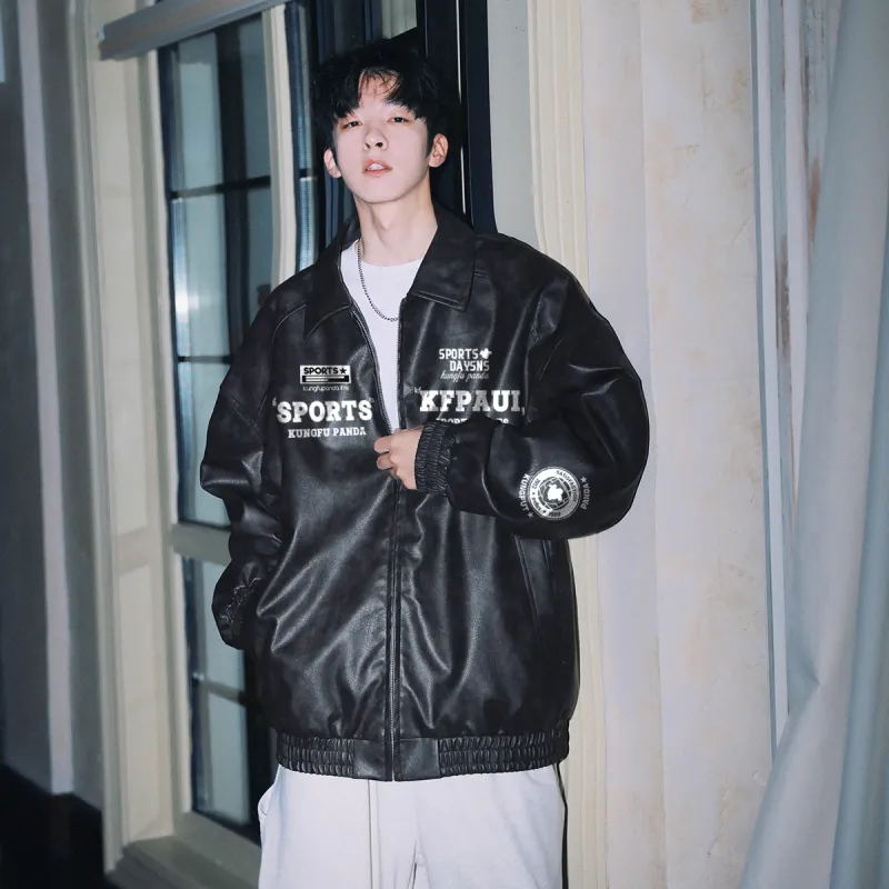 Kung Fu Panda Leather Jacket Unisex-4