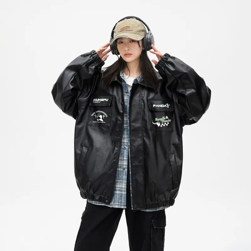 Kung Fu Panda Leather Jacket Unisex-4