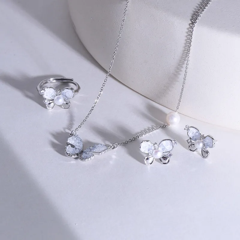 IDOKAWA Freshwater Pearl Necklaces Women's Blue White-1
