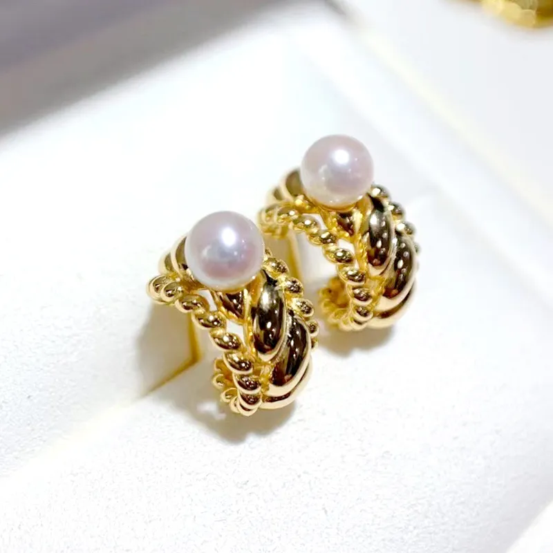 IDOKAWA Freshwater Pearl Earrings Women's White Gold-2