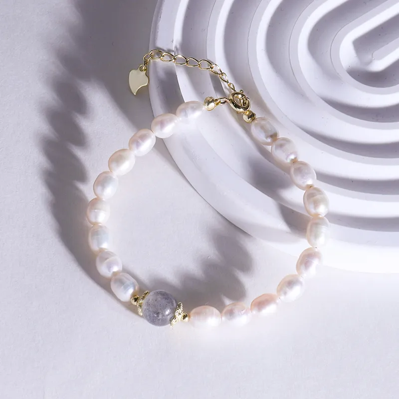 IDOKAWA Freshwater Pearl Bracelets Women's White Gray-3