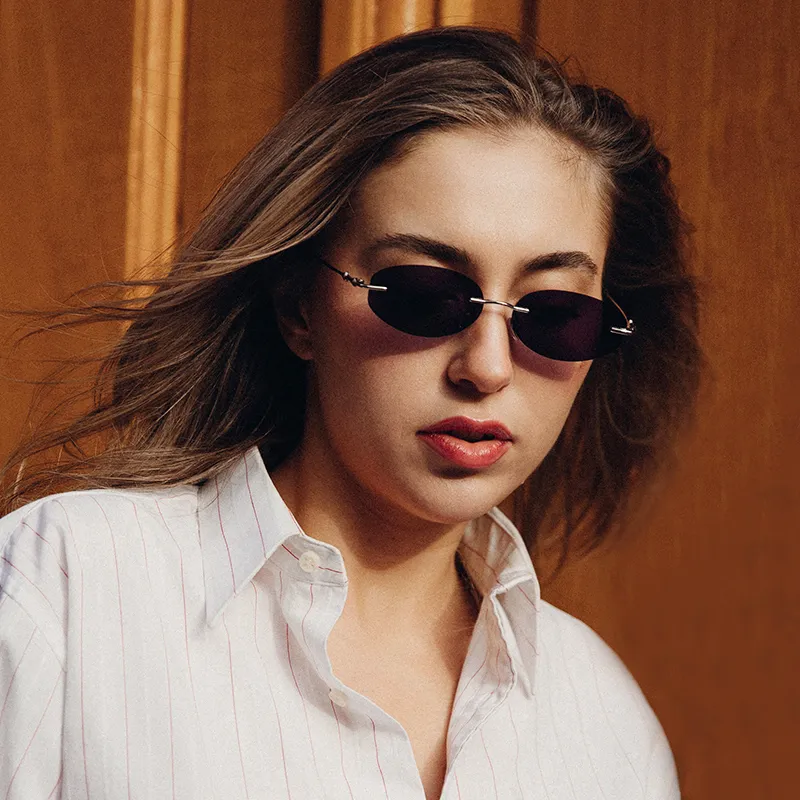 CYXUS Metal Oval Sunglasses Unisex-3
