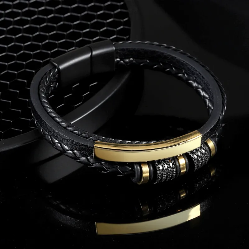IDOKAWA Alloy Leather Wristbands Unisex-3