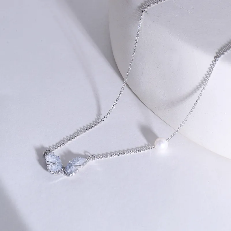 IDOKAWA Freshwater Pearl Necklaces Women's Blue White-3