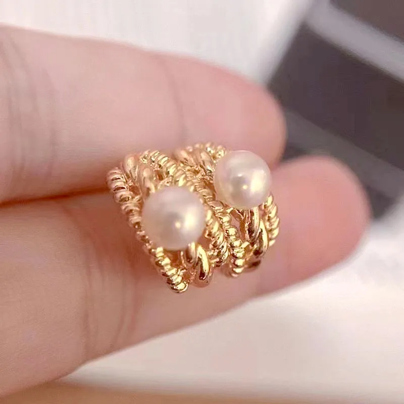 IDOKAWA Freshwater Pearl Earrings Women's White Gold-3