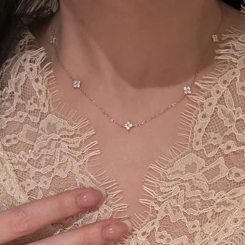 AIDO STUDIO Moissanite Inlay 925 Sterling Silver Necklaces Women's-10