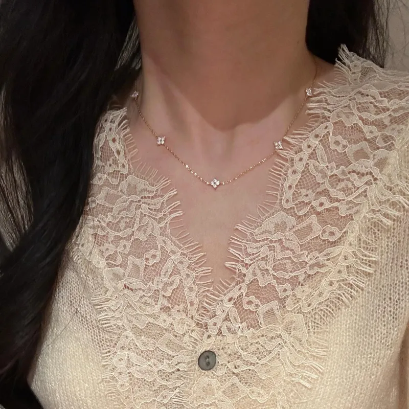 AIDO STUDIO Moissanite Inlay 925 Sterling Silver Necklaces Women's-5