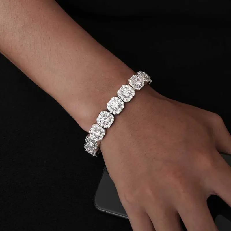 AIDO STUDIO Alloy Bracelets Men's Minimalist Style Full Diamond Cuban Chain Birthday Festival Box-2