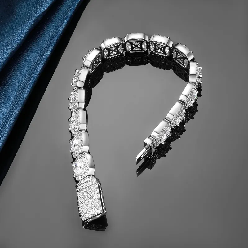AIDO STUDIO Alloy Bracelets Men's Minimalist Style Full Diamond Cuban Chain Birthday Festival Box-4