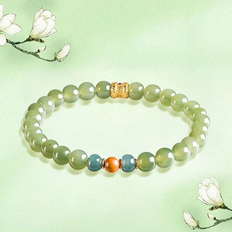 Green Craftsman Hetian Jade Bracelets Green Jade Women's-3