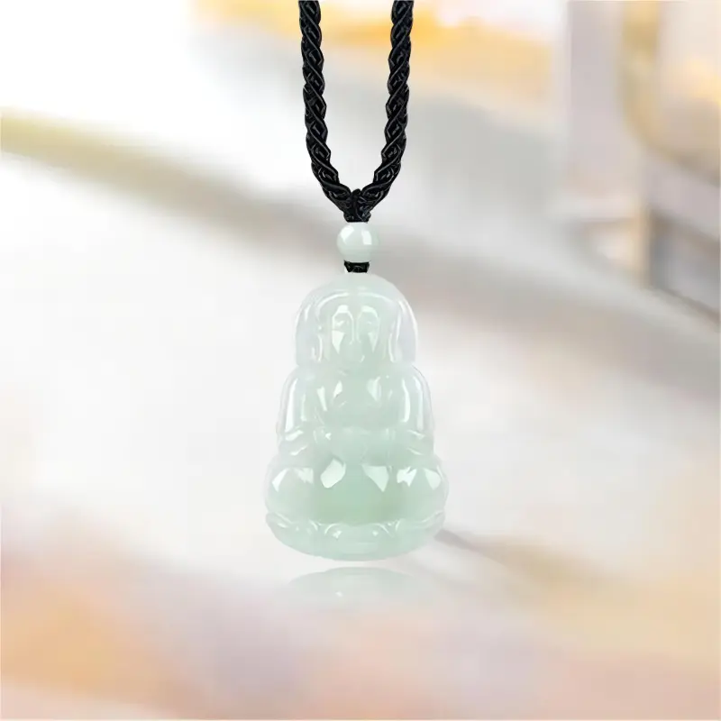 Green Craftsman Bean Type Jadeite Pendants Unisex-1