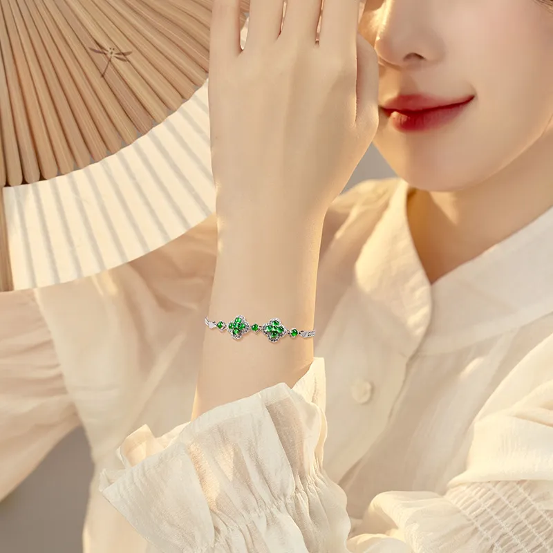 Green Craftsman Glutinous Jade Jadeite Bracelets Women's-3