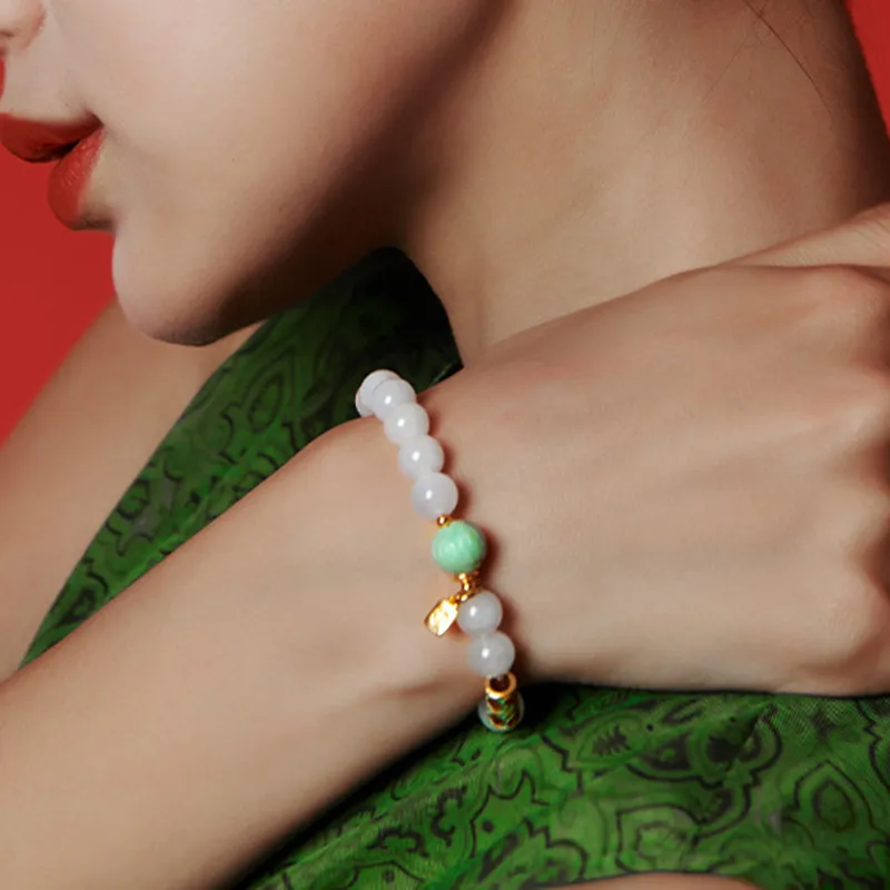 Green Craftsman Glutinous Jade Jadeite Bracelets Women's-3