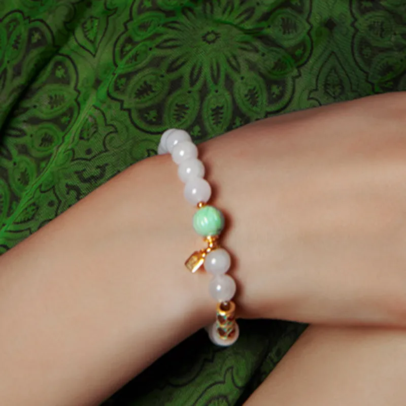Green Craftsman Glutinous Jade Jadeite Bracelets Women's-2
