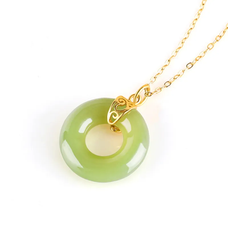 Green Craftsman Hetian Jade Necklaces Green Jade Women's-2