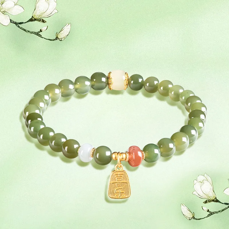 Green Craftsman Hetian Jade Bracelets Green Jade Women's-3