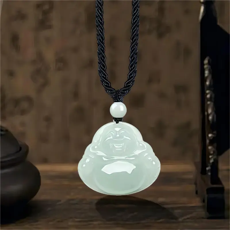 Green Craftsman Bean Type Jadeite Pendants Unisex-5