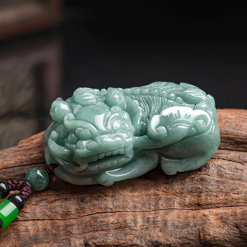 Green Craftsman Bean Type Jadeite Pendants Unisex-2