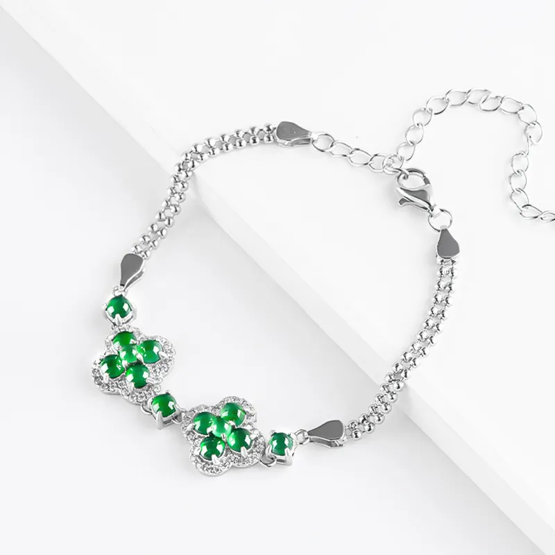 Green Craftsman Glutinous Jade Jadeite Bracelets Women's-2