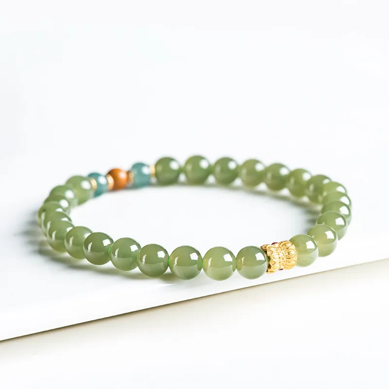 Green Craftsman Hetian Jade Bracelets Green Jade Women's-2