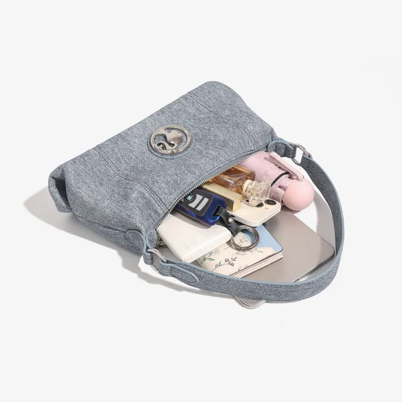 Barbie Synthetic Leather Crossbody Handbag, Shoulder Bag Women's Denim Blue-5