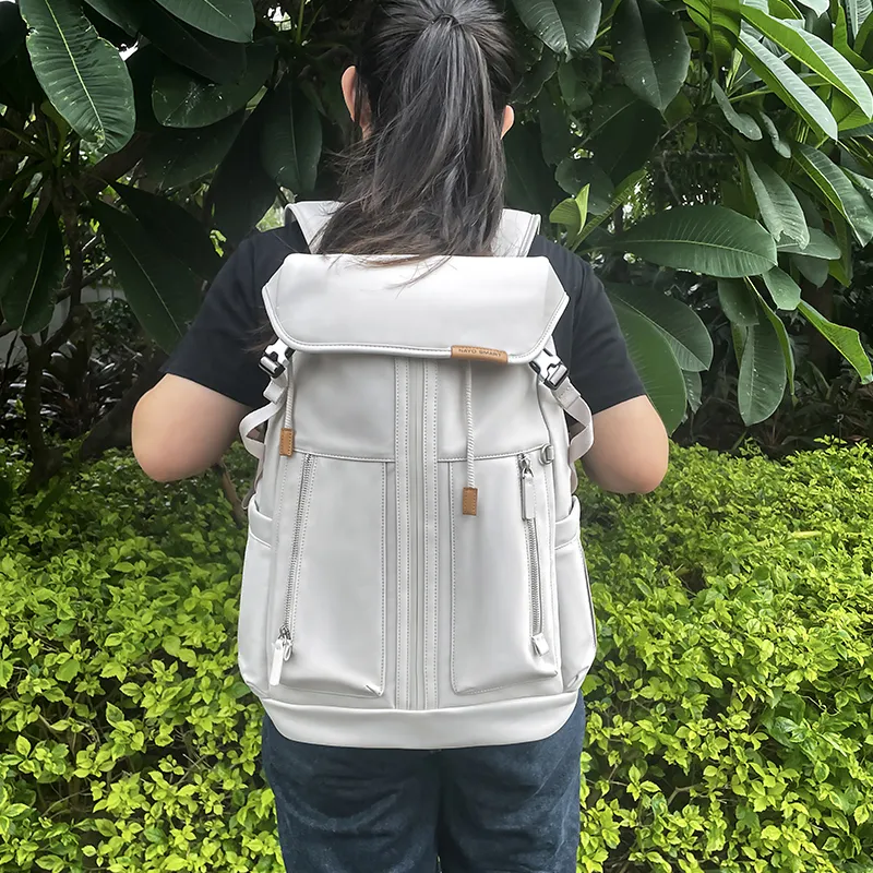 NAYO SMART Nylon Backpack Medium Size Unisex White-5