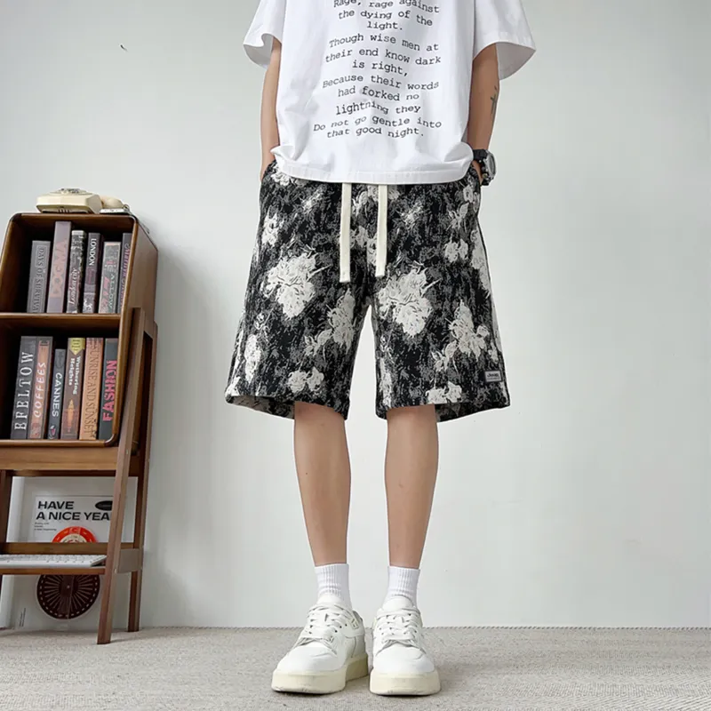 Jeep Casual Shorts Unisex Black Floral-2
