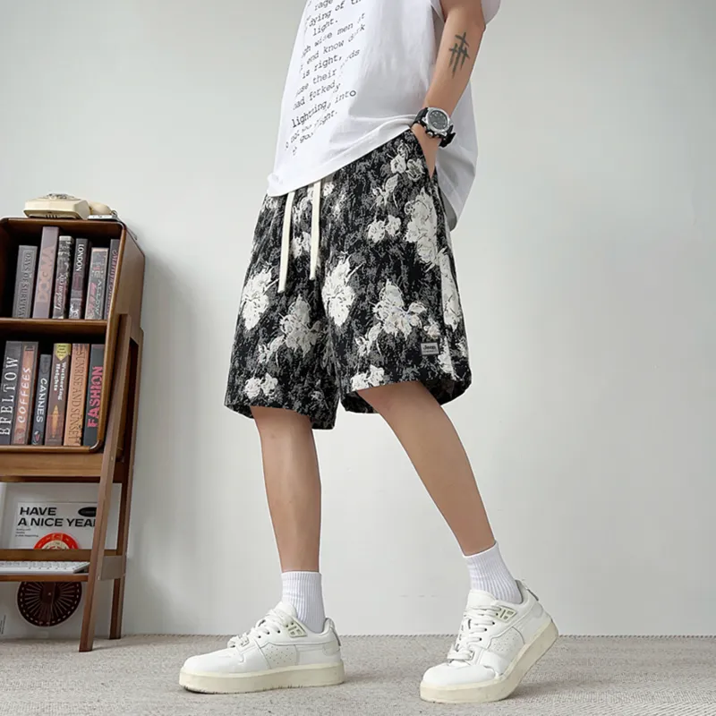 Jeep Casual Shorts Unisex Black Floral-3