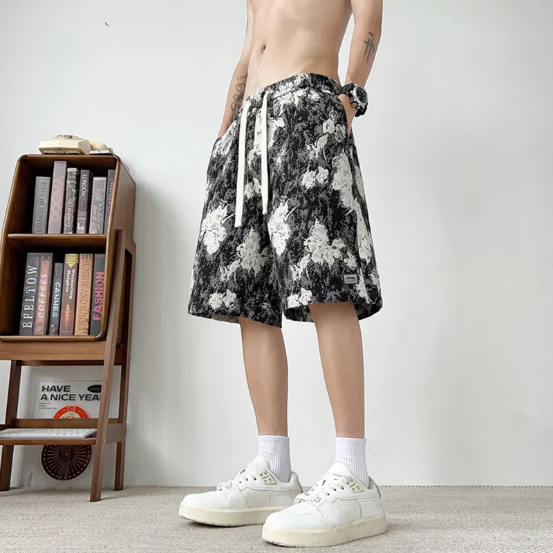 Jeep Casual Shorts Unisex Black Floral-4