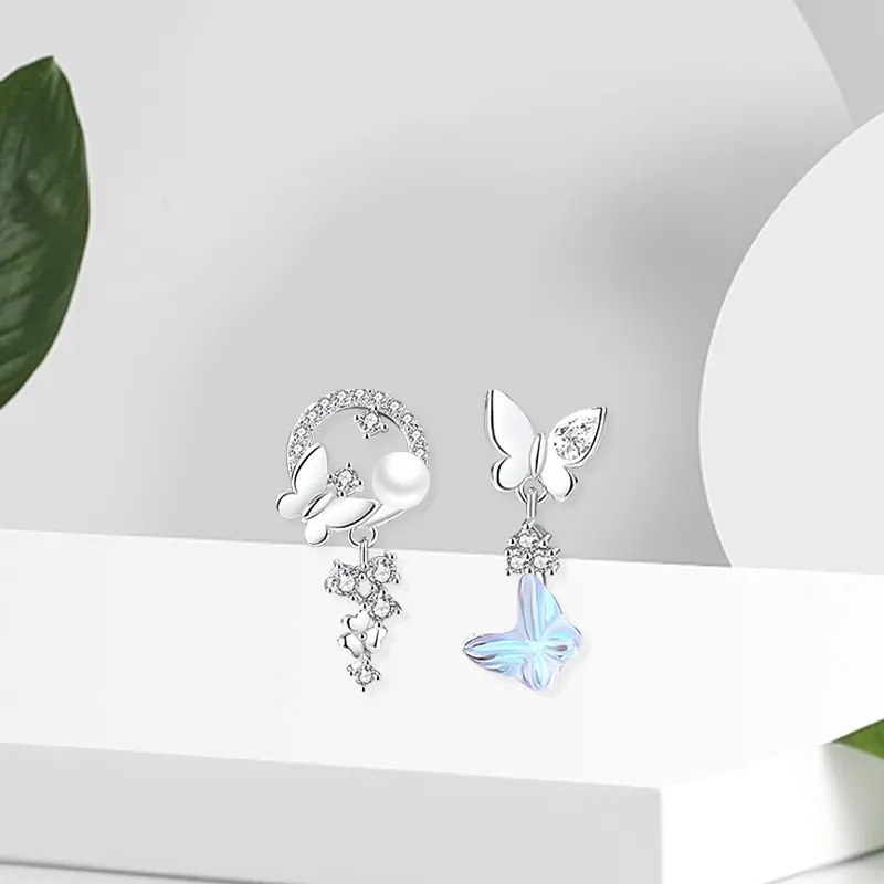 OSSINMI S925 Silver Stud Earrings Women's-3