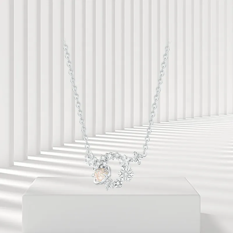OSSINMI 925 Sterling Silver Necklace Ornament Women's-4