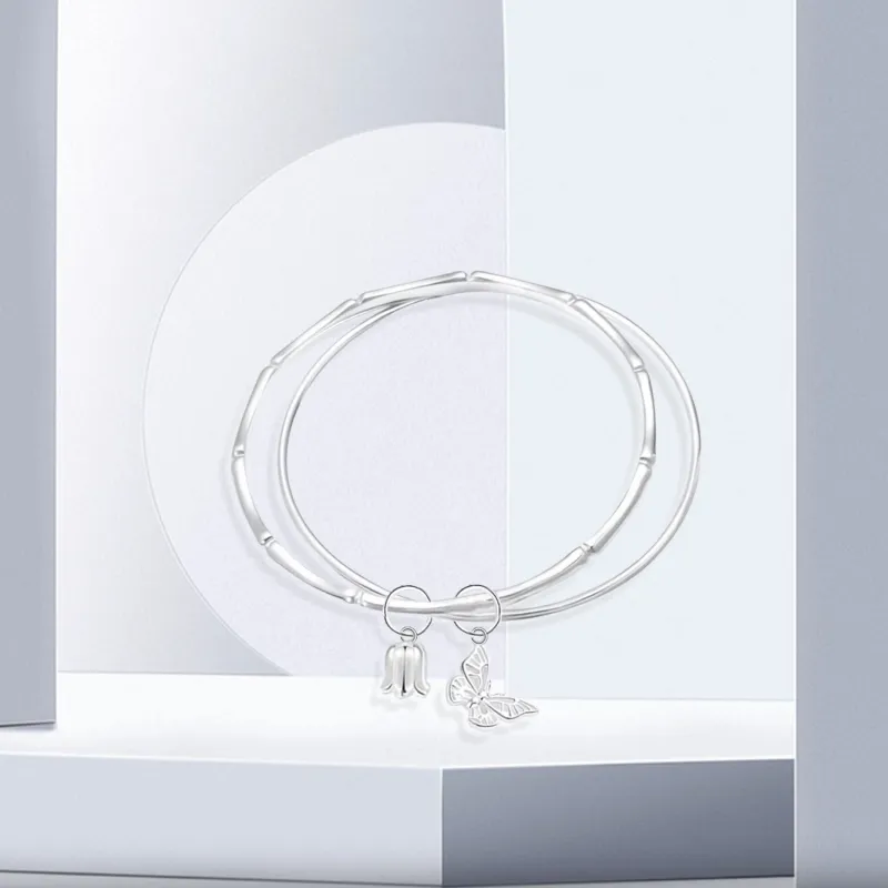 OSSINMI 999 Fine Silver Bangles Women's-2