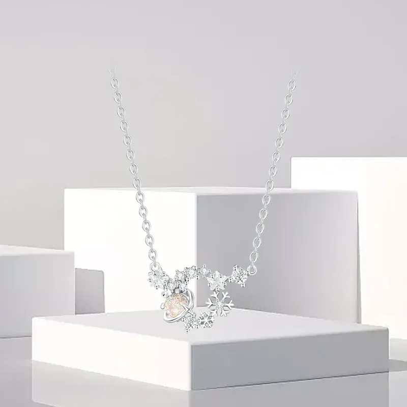 OSSINMI 925 Sterling Silver Necklace Ornament Women's-3