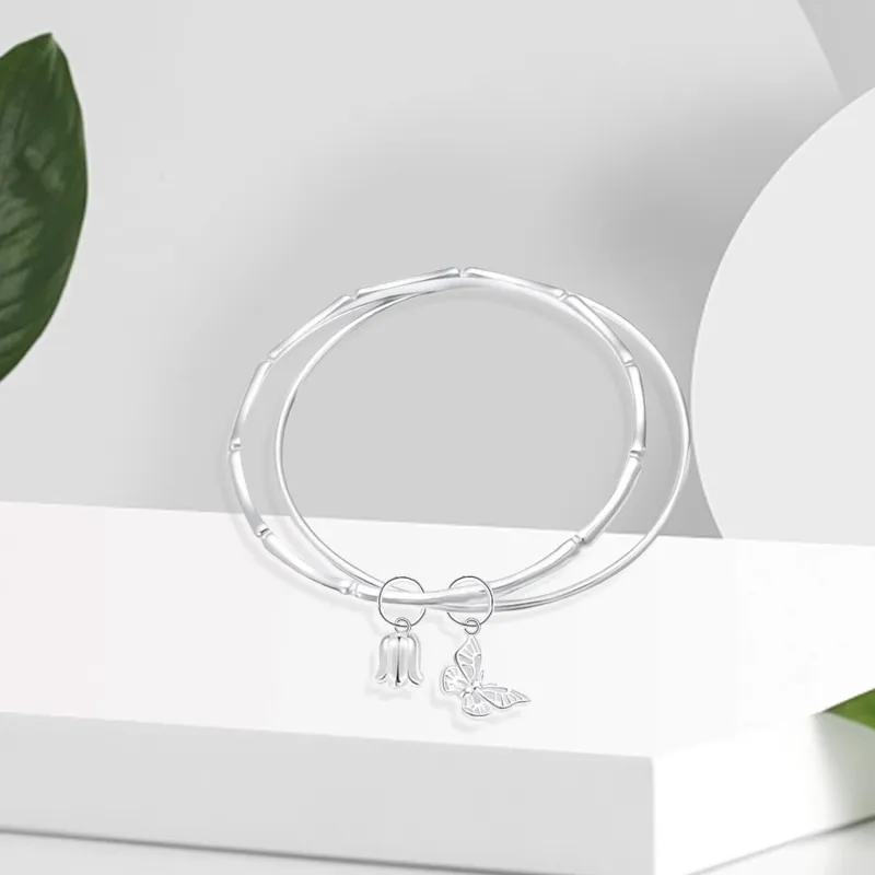 OSSINMI 999 Fine Silver Bangles Women's-4