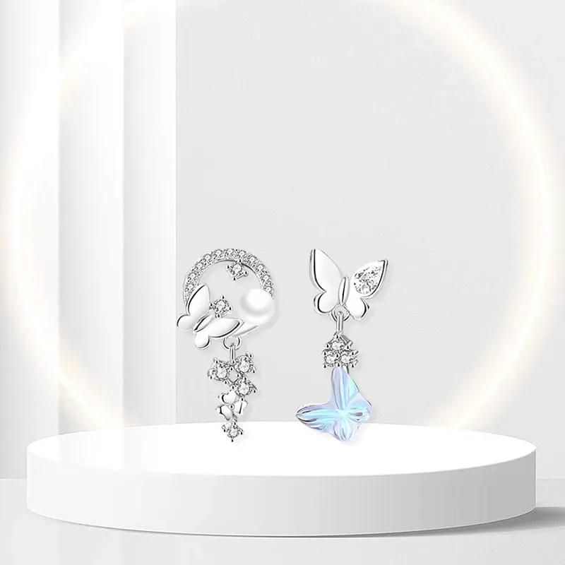 OSSINMI S925 Silver Stud Earrings Women's-2