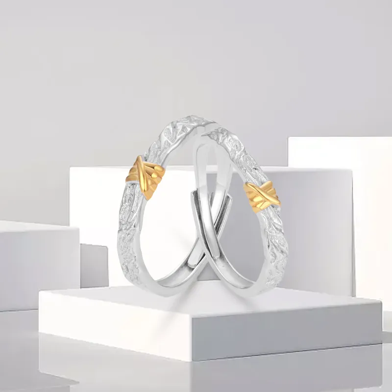 OSSINMI 999 Fine Silver Couple Rings Unisex-2