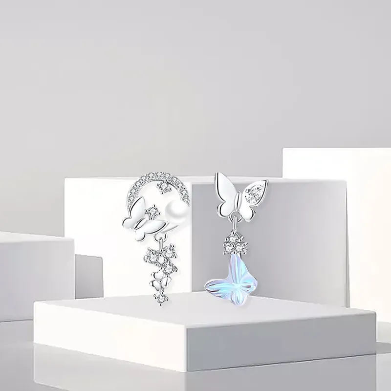 OSSINMI S925 Silver Stud Earrings Women's-4